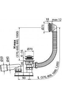 купить Слив-перелив Alcaplast A504CKM-100 Click-Clack Хром в EV-SAN.RU