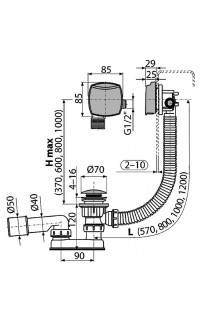 купить Слив-перелив Alcaplast A508CKM-80 Click-Clack Хром в EV-SAN.RU