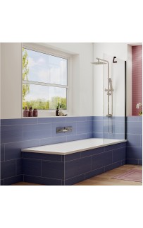 купить Шторка на ванну Ambassador Bath Screens 80х140 16041207 профиль Черный стекло прозрачное в EV-SAN.RU