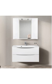 купить Зеркало со шкафом BelBagno MARINO-SPC-1000/750-2A-BL-P 100 с подсветкой Bianco Lucido в EV-SAN.RU