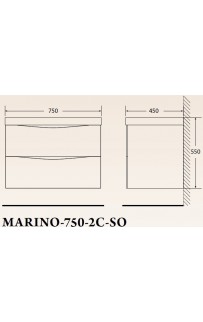 купить Тумба под раковину BelBagno Marino 75 MARINO-750-2C-SO-BL-P подвесная Bianco Lucido в EV-SAN.RU