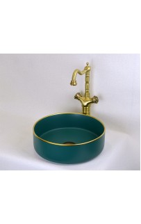 купить Раковина-чаша Bronze de Luxe 36 1054 Зеленая с золотым ободом в EV-SAN.RU
