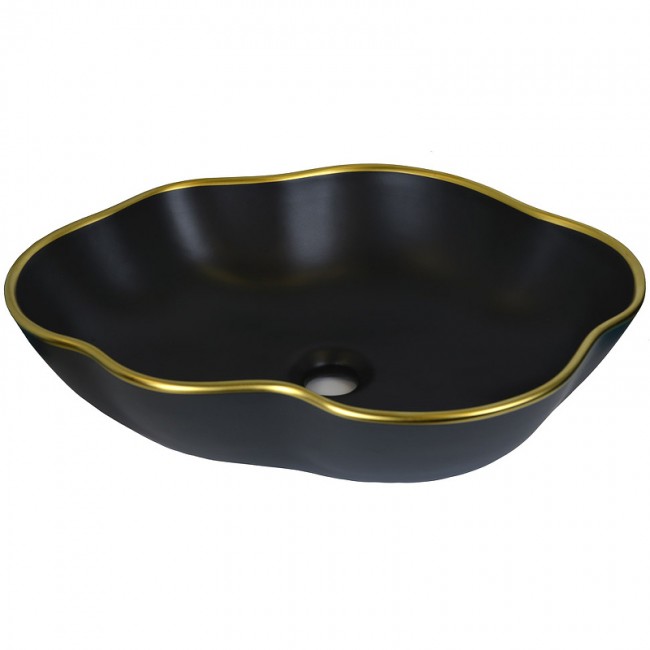 купить Раковина-чаша Bronze de Luxe 50 1395 Черная с золотым ободом в EV-SAN.RU