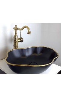 купить Раковина-чаша Bronze de Luxe 50 1395 Черная с золотым ободом в EV-SAN.RU