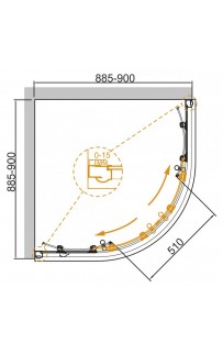 купить Душевой уголок Cezares Giubileo R2 90x90 GIUBILEO-R-2-90-SCORREVOLE-CP-G профиль Золото стекло прозрачное с матовым рисунком в EV-SAN.RU