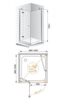 купить Душевой уголок Cezares Verona A-1 100x100 VERONA-W-A-1-100-P-Cr-R профиль Хром стекло рифленое в EV-SAN.RU