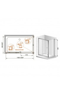 купить Душевой уголок Cezares ANIMA-W-AH-1-120/90-P-Cr профиль Хром стекло рифленое в EV-SAN.RU