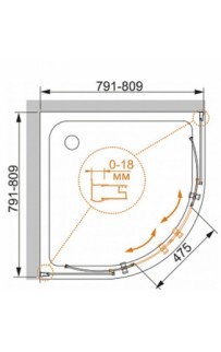 купить Душевой уголок Cezares Pratico R-2 90x90 PRATICO-R-2-90-P-Cr профиль Хром стекло рифленое в EV-SAN.RU