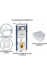 купить Комплект унитаза Geberit iCon 500.362.TC.I с инсталляцией Duofix с сиденьем Микролифт в EV-SAN.RU