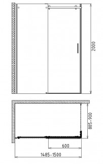 купить Душевой уголок Gemy Modern Gent S25191B-A6-90 150х90 профиль Хром стекло прозрачное в EV-SAN.RU