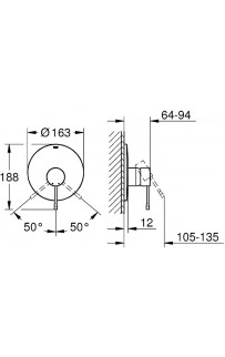 купить Смеситель для душа Grohe Essence New 19286A01 Темный графит глянцевый в EV-SAN.RU