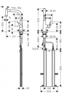 купить Смеситель для кухни Hansgrohe Metris M71 73800000 Хром в EV-SAN.RU