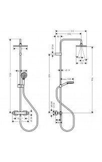 Душевая система Hansgrohe Vernis Shape Showerpipe 26286670 с термостатом Черный матовый