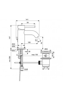 Смеситель для раковины Ideal Standard Ceraline BC203U4 Черный матовый