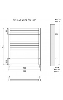 купить Электрический полотенцесушитель Lemark Bellario П7 50х60 LM68607EBL Черный в EV-SAN.RU