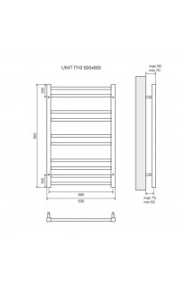 купить Электрический полотенцесушитель Lemark Unit П10 50х80 LM45810EBL Черный в EV-SAN.RU