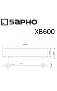 купить Стеклянная полка Sapho X-round black XB600 Черный в EV-SAN.RU