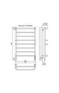 купить Электрический полотенцесушитель Terminus Евромикс П8 500x850 4660059580180 Хром в EV-SAN.RU