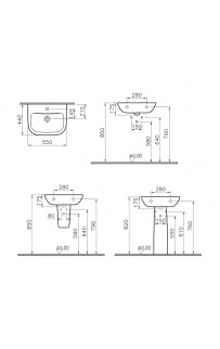 купить Раковина Vitra S20 55 5502B003-0001 Белая в EV-SAN.RU