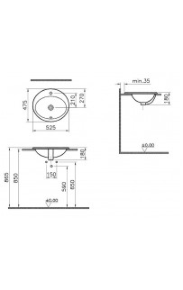 купить Раковина Vitra S20 53 5468B003-0001 Белая в EV-SAN.RU