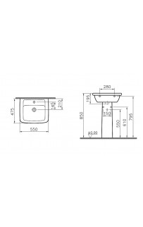 купить Раковина с пьедесталом Vitra Form 300 55 9602B003-7650 Белая в EV-SAN.RU