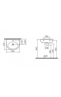 купить Раковина Vitra Zentrum 60 5786B003-0001 Белая в EV-SAN.RU