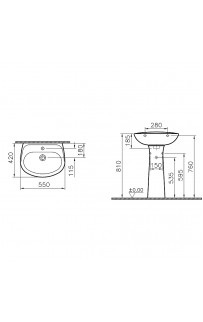 купить Раковина Vitra Normus 55 9600B003-7650 Белая в EV-SAN.RU