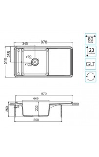 купить Кухонная мойка Акватон Беллис 97 1A725132BS210 Графит в EV-SAN.RU