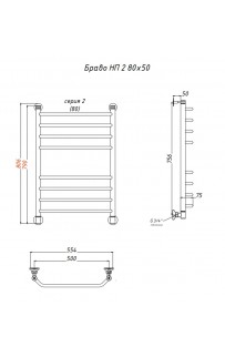 купить Водяной полотенцесушитель Тругор Браво 2 НП 80x50 Хром в EV-SAN.RU