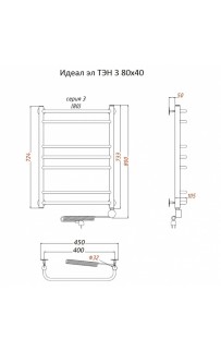 купить Электрический полотенцесушитель Тругор Идеал 3 элТЭН 80x40 Хром в EV-SAN.RU