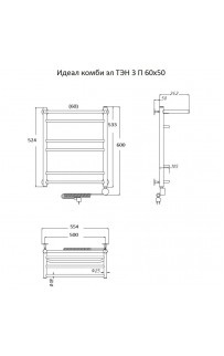 купить Электрический полотенцесушитель Тругор Идеал Комби 3 элТЭН 60x50 с полкой Хром в EV-SAN.RU