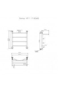 купить Водяной полотенцесушитель Тругор Лотос 1 П НП 60x50 с полкой Хром в EV-SAN.RU