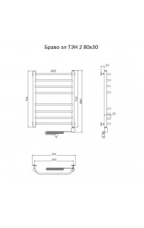 купить Электрический полотенцесушитель Тругор Браво 2 элТЭН 80x30 Хром в EV-SAN.RU