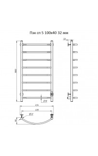 купить Электрический полотенцесушитель Тругор ПЭК 5 СП 100x40 Хром в EV-SAN.RU