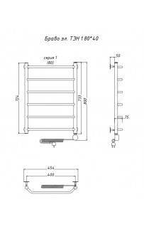 купить Электрический полотенцесушитель Тругор Браво 1 элТЭН 80x40 Хром в EV-SAN.RU