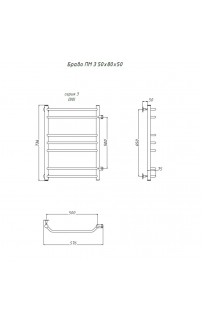 купить Водяной полотенцесушитель Тругор Браво 3 ПМ 80x50 Хром в EV-SAN.RU