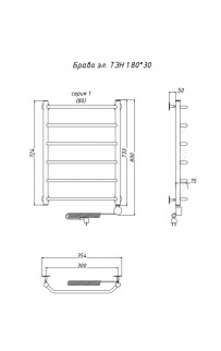 купить Электрический полотенцесушитель Тругор Браво 1 элТЭН 80x30 Хром в EV-SAN.RU