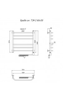 купить Электрический полотенцесушитель Тругор Браво 2 элТЭН 60x50 Хром в EV-SAN.RU