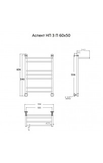 купить Водяной полотенцесушитель Тругор Аспект 3 П НП 60x50 с полкой Хром в EV-SAN.RU