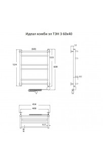 купить Электрический полотенцесушитель Тругор Идеал Комби 3 элТЭН 60x40 Хром в EV-SAN.RU