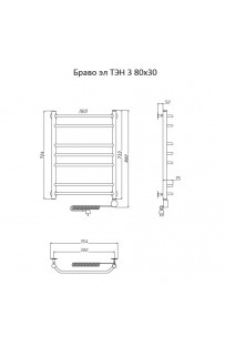 купить Электрический полотенцесушитель Тругор Браво 3 элТЭН 80x30 Хром в EV-SAN.RU