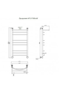 купить Водяной полотенцесушитель Тругор Приоритет 3 П НП 100x60 с полкой Хром в EV-SAN.RU
