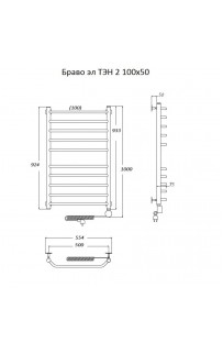 купить Электрический полотенцесушитель Тругор Браво 2 элТЭН 100x50 Хром в EV-SAN.RU