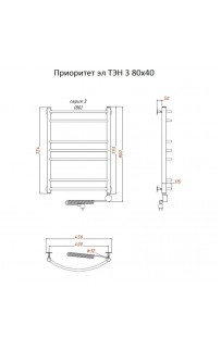 купить Электрический полотенцесушитель Тругор Приоритет 3 элТЭН 80x40 Хром в EV-SAN.RU