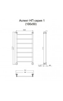 купить Водяной полотенцесушитель Тругор Аспект 1 НП 100x50 Хром в EV-SAN.RU