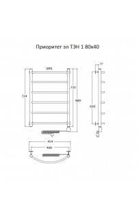 купить Электрический полотенцесушитель Тругор Приоритет 1 элТЭН 80x40 Хром в EV-SAN.RU
