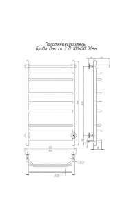 купить Электрический полотенцесушитель Тругор Браво Пэк СП 3 П 100x50 с полкой Хром в EV-SAN.RU